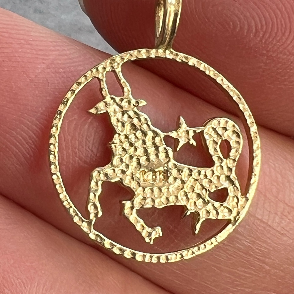 14k yellow gold Capricorn pendant charm - Picture 5 of 5